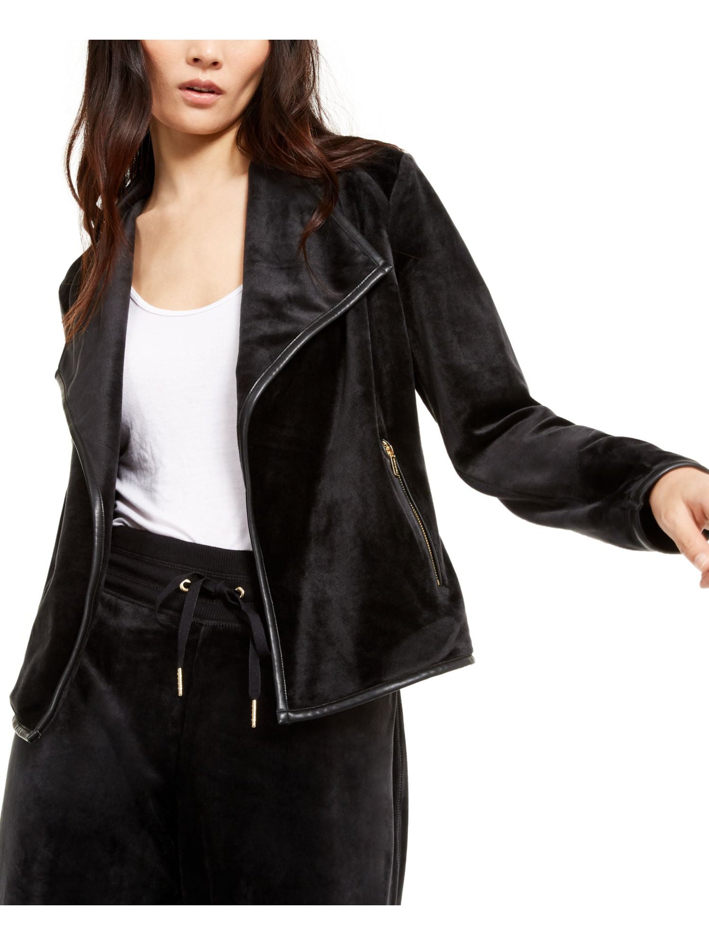 Jaqueta Calvin Klein Feminina Flyaway com Acabamento em Couro Sintético Preta Tamanho M