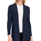 Cardigan feminino JM Collection com frente aberta, azul, tamanho grande