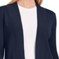 Cardigan feminino JM Collection com frente aberta, azul, tamanho grande