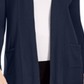 Cardigan feminino JM Collection com frente aberta, azul, tamanho grande