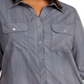 Camisa utilitária listrada plus size feminina NY Collection, azul, tamanho 1X