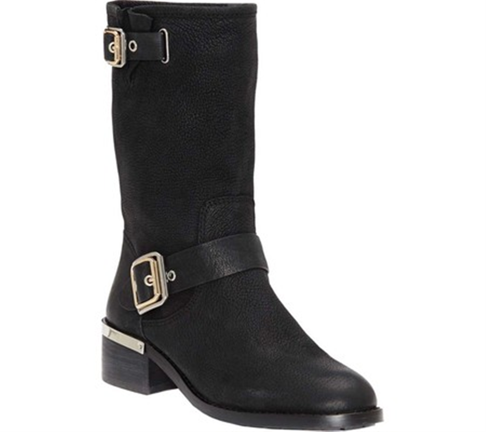 Bota feminina Vince Camuto Windy Moto preta tamanho 5,5 M