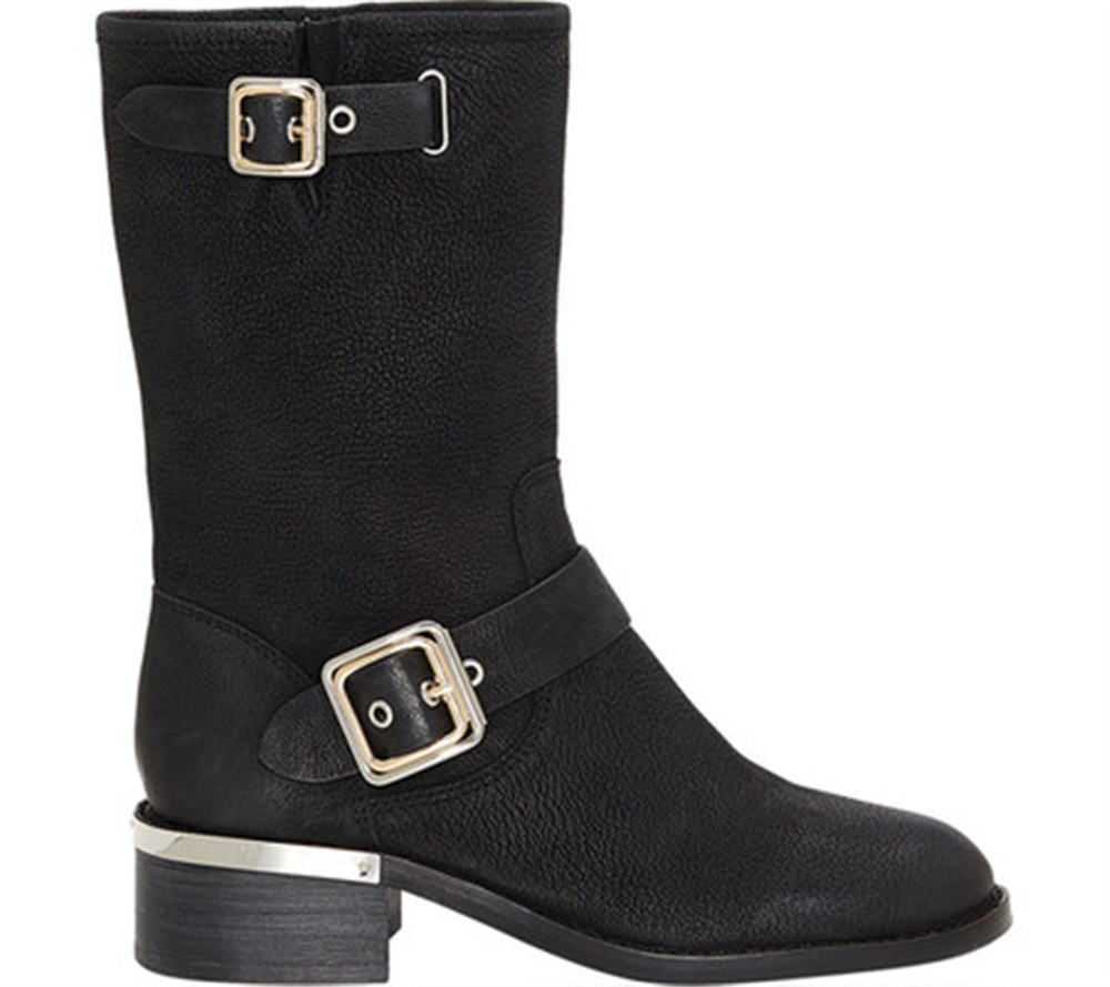 Bota feminina Vince Camuto Windy Moto preta tamanho 5,5 M