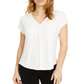 Camiseta feminina Bar III com decote em V e costura, branca, tamanho grande