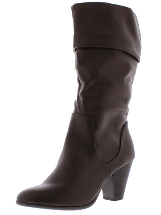 Botas femininas Esprit Oliana com bico fechado e cano médio, marrom, tamanho 9