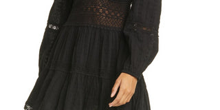Free People, o Delicioso Mini Vestido Preto Tamanho 8