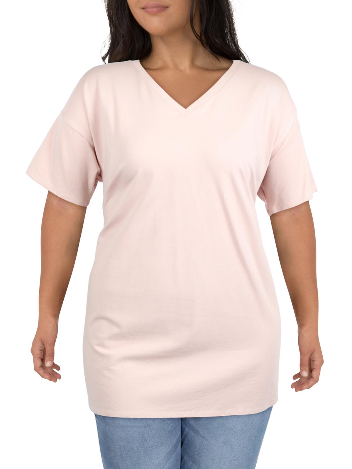 Túnica feminina Eileen Fisher com decote em V, tamanho 2X, rosa