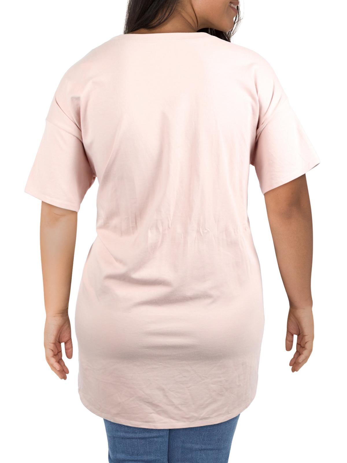 Túnica feminina Eileen Fisher com decote em V, tamanho 2X, rosa