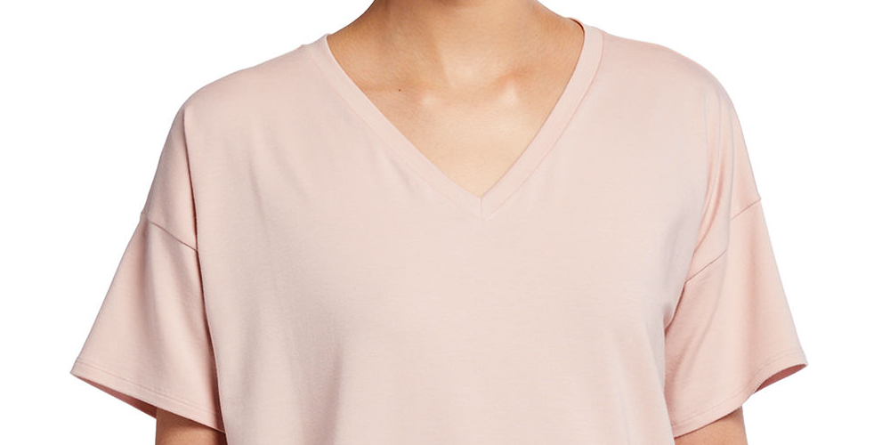 Túnica feminina Eileen Fisher com decote em V, tamanho 2X, rosa