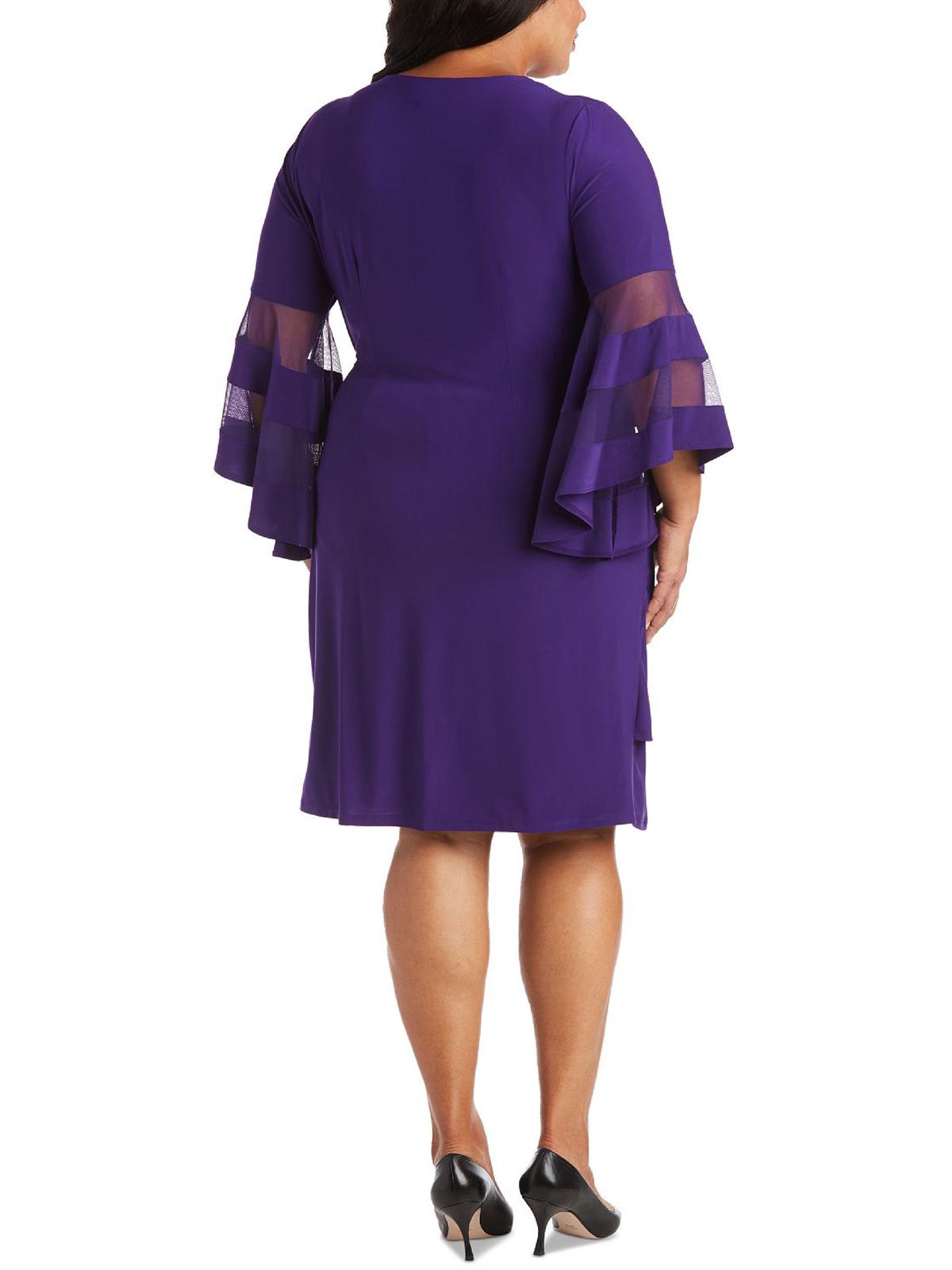 Vestido envelope feminino R &amp; M Richards com manga sino, roxo, tamanho 18W