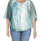 Blusa Alfani Feminina Plus Size com Cintura Elástica e Tie Dye Azul Tamanho XXL