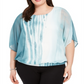 Blusa Alfani Feminina Plus Size com Cintura Elástica e Tie Dye Azul Tamanho XXL
