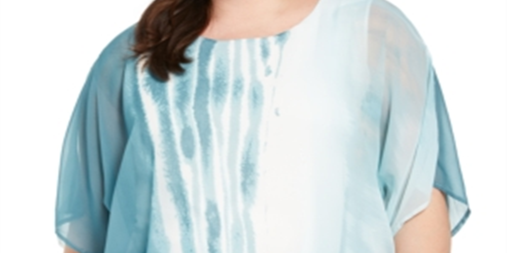 Blusa Alfani Feminina Plus Size com Cintura Elástica e Tie Dye Azul Tamanho XXL