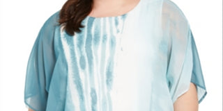 Blusa Alfani Feminina Plus Size com Cintura Elástica e Tie Dye Azul Tamanho XXL