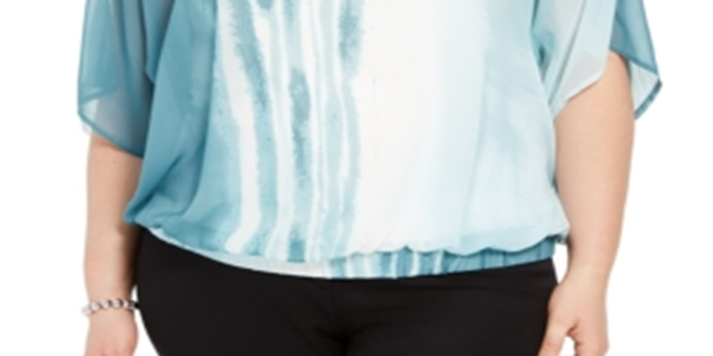 Blusa Alfani Feminina Plus Size com Cintura Elástica e Tie Dye Azul Tamanho XXL