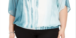 Blusa Alfani Feminina Plus Size com Cintura Elástica e Tie Dye Azul Tamanho XXL