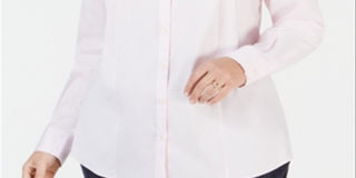 Blusa feminina Charter Club com gola alta e botões, rosa, tamanho 14W