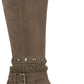 Botas femininas White Mountain com tiras elásticas Gore Woven, com tachas, inspiradas no estilo western, com tiras acolchoadas, Paulina, bico redondo, salto bloco e zíper, tamanho 11 M