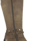 Botas femininas White Mountain com tiras elásticas Gore Woven, com tachas, inspiradas no estilo western, com tiras acolchoadas, Paulina, bico redondo, salto bloco e zíper, tamanho 11 M