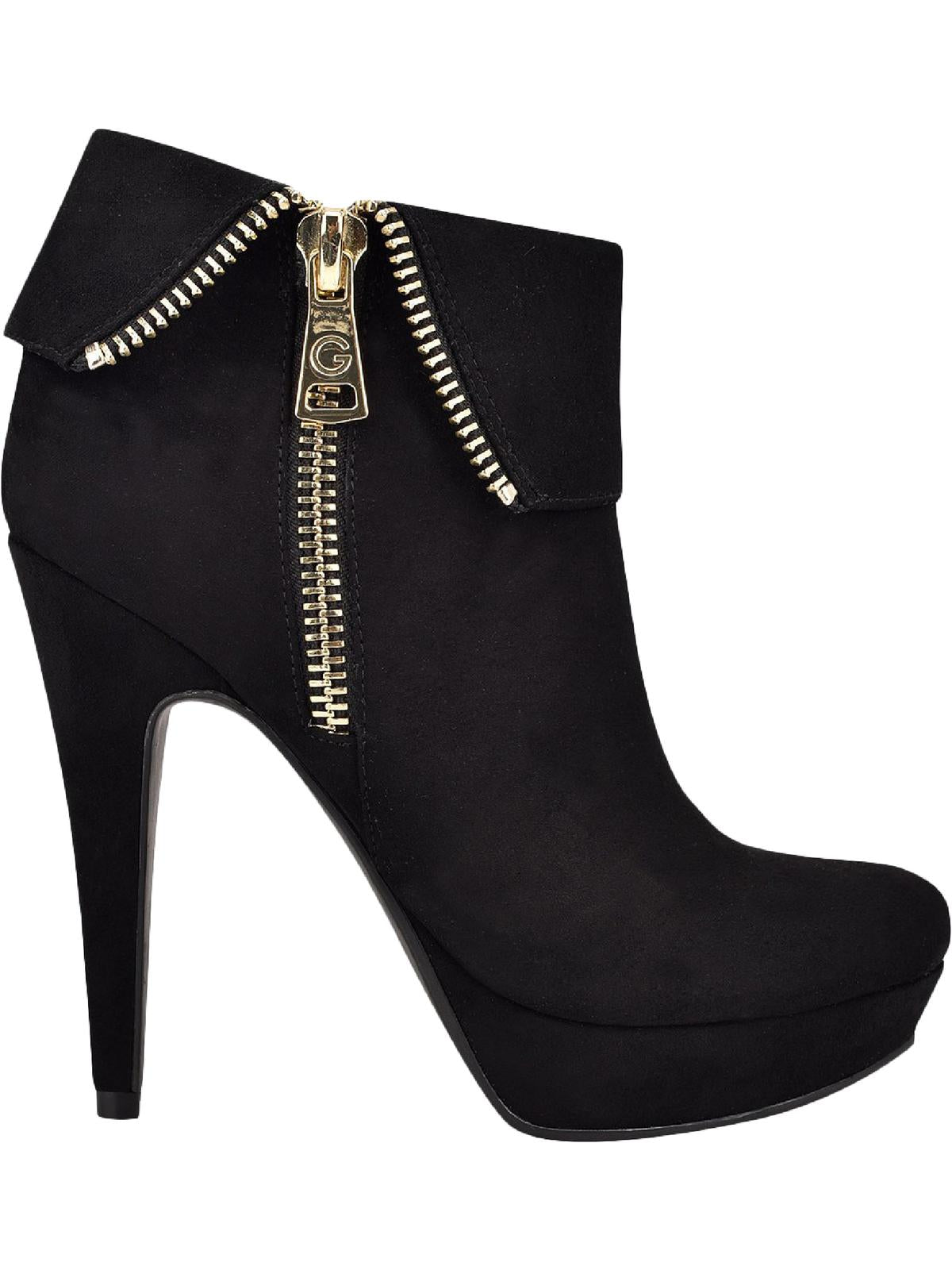 Botas de cano curto femininas GBG Los Angeles Docker de camurça sintética, pretas, tamanho 8,5 M