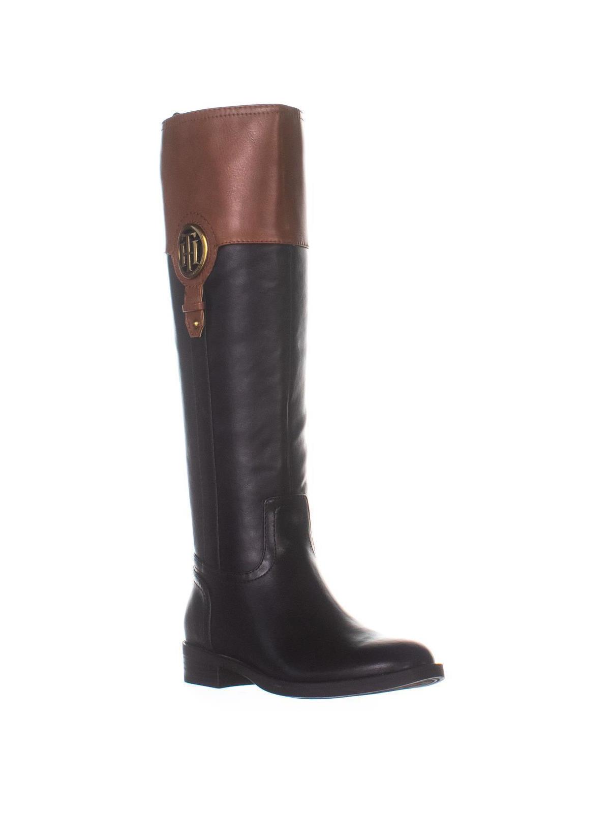 Tommy Hilfiger Ilia4 Botas de montaria femininas de cano alto, pretas, tamanho 7 M