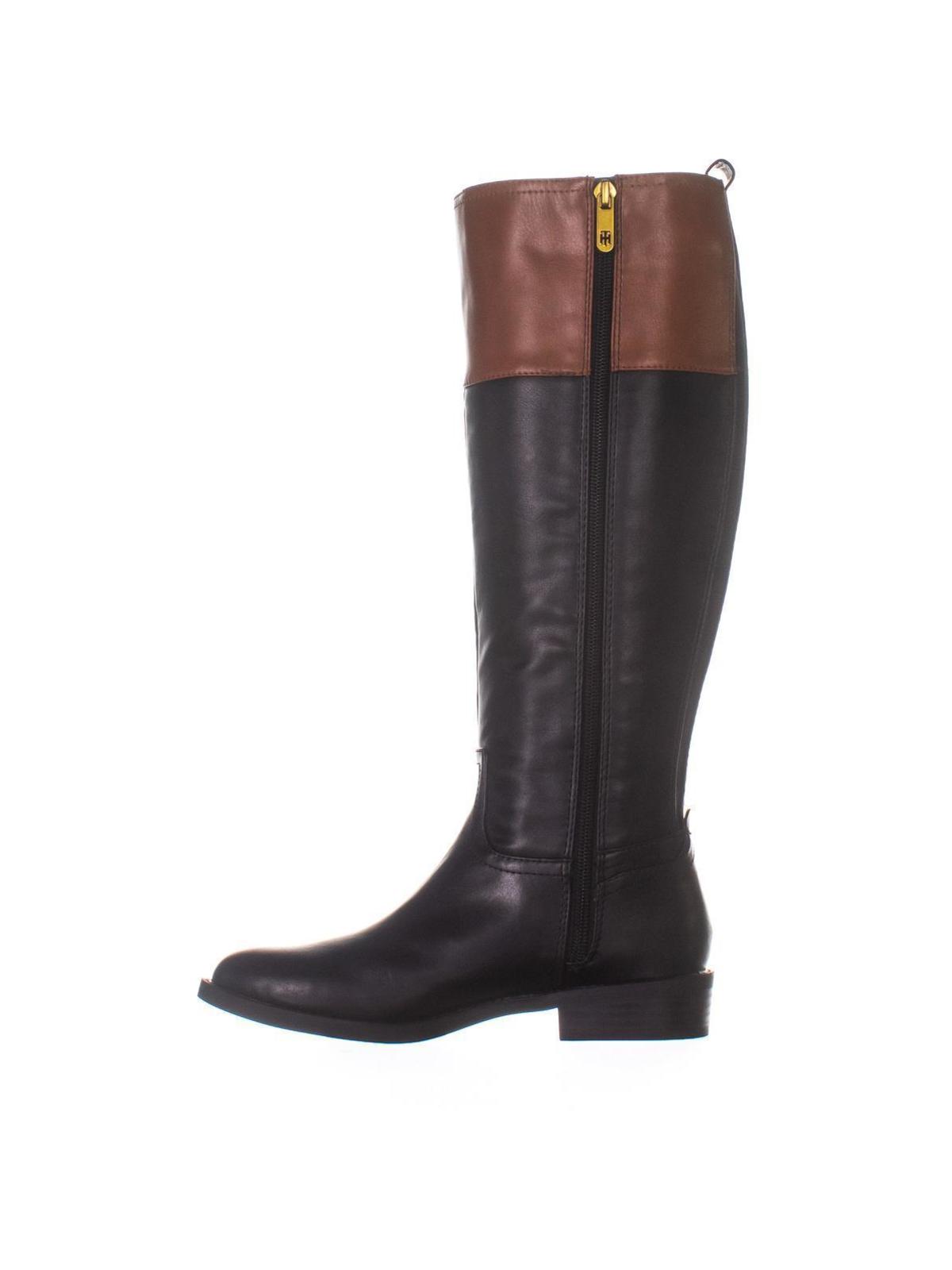 Tommy Hilfiger Ilia4 Botas de montaria femininas de cano alto, pretas, tamanho 7 M