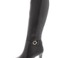 Botas femininas Bandolino Lella Solid Almond Toe até o joelho, pretas, tamanho 6 M