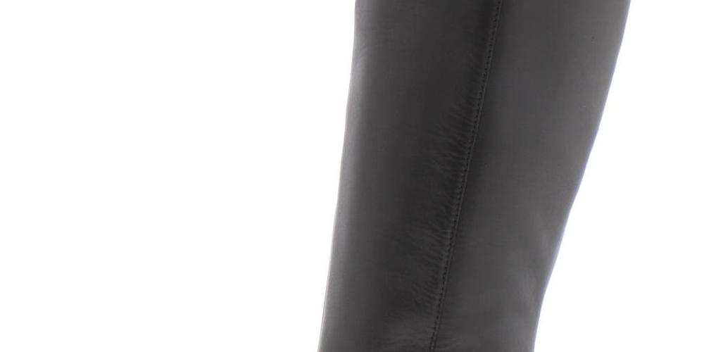 Botas femininas Bandolino Lella Solid Almond Toe até o joelho, pretas, tamanho 6 M