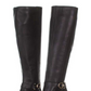 Botas femininas Bandolino Lella Solid Almond Toe até o joelho, pretas, tamanho 6 M