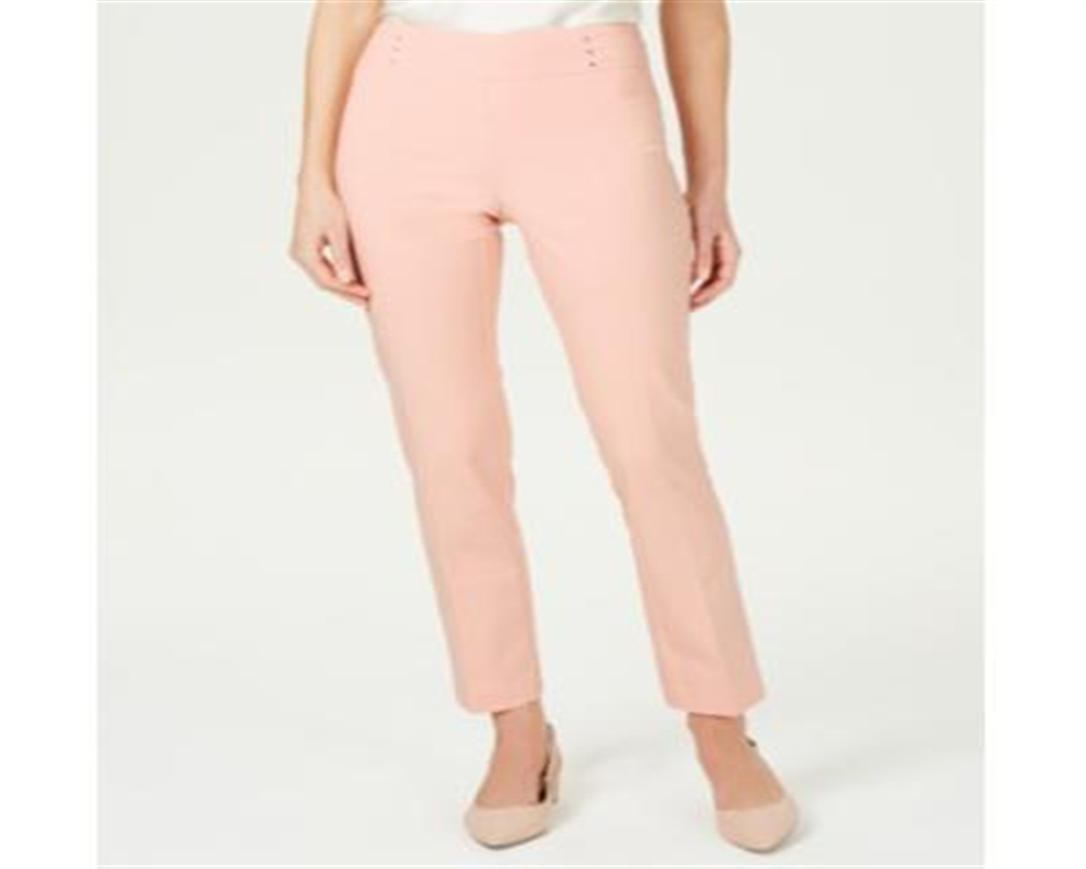 Calça feminina com controle de barriga e tachas JM Collection, laranja, tamanho X-S