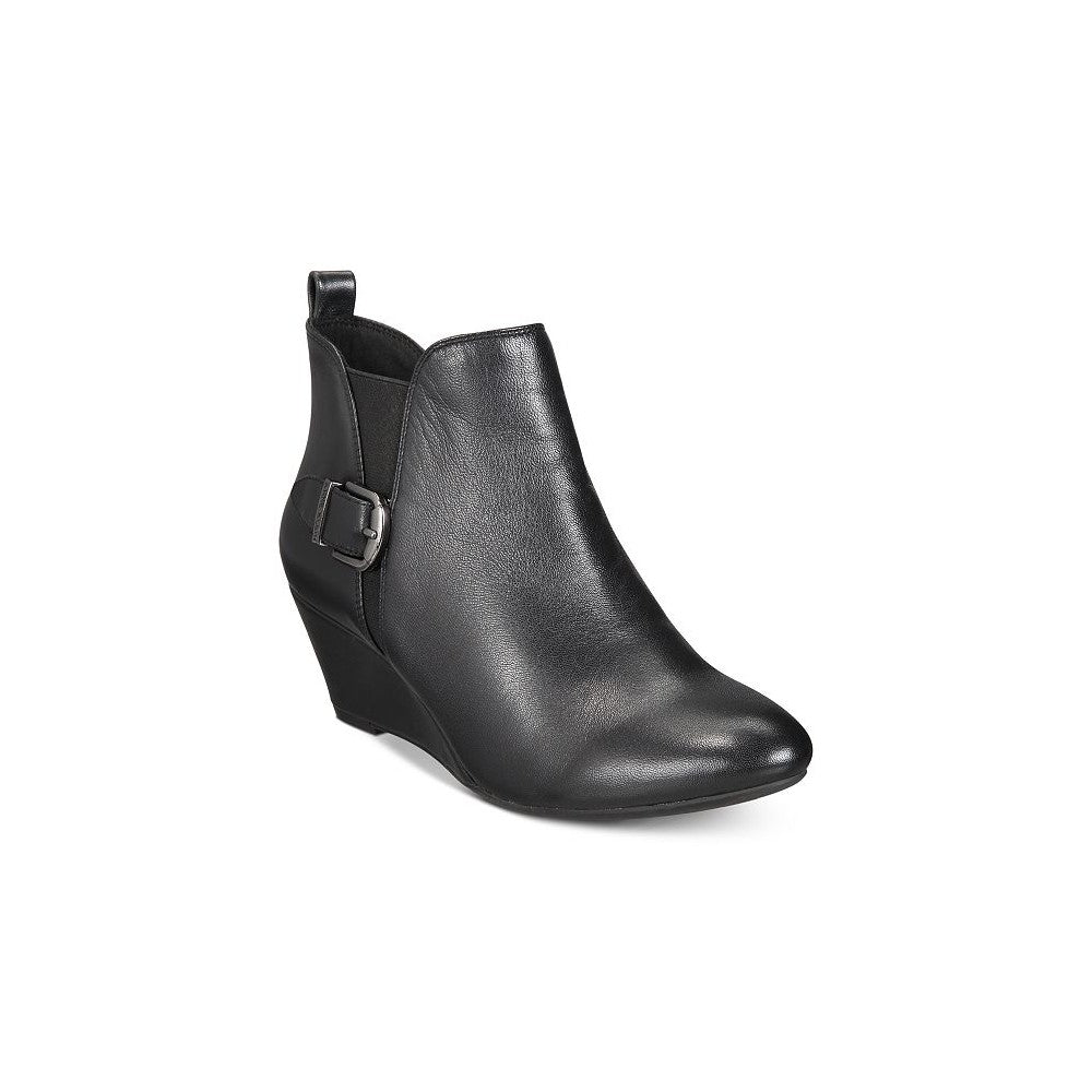 Botas de cano curto Anne Klein Abilene com bico fino e salto plataforma, pretas, tamanho 11 M