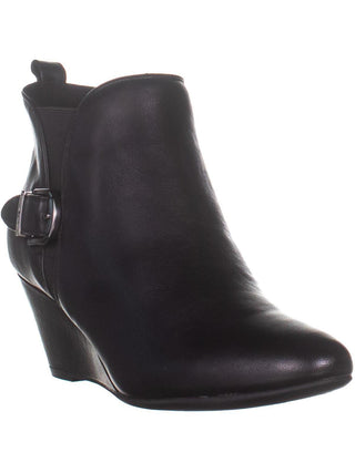 Botas de cano curto Anne Klein Abilene com bico fino e salto plataforma, pretas, tamanho 11 M