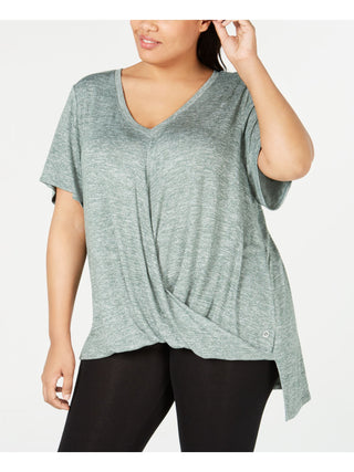 Camiseta Calvin Klein Feminina Manga Curta Active Wear Top Plus Verde Tamanho 3X