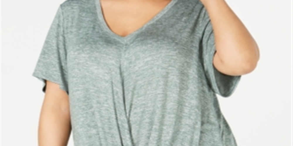 Camiseta Calvin Klein Feminina Manga Curta Active Wear Top Plus Verde Tamanho 3X