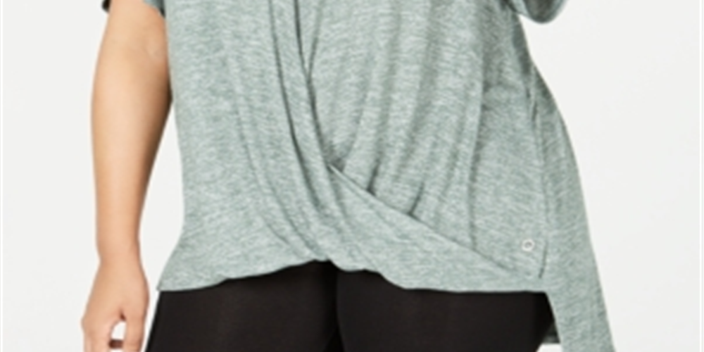 Camiseta Calvin Klein Feminina Manga Curta Active Wear Top Plus Verde Tamanho 3X