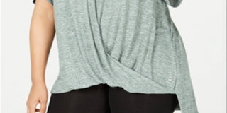 Camiseta Calvin Klein Feminina Manga Curta Active Wear Top Plus Verde Tamanho 3X