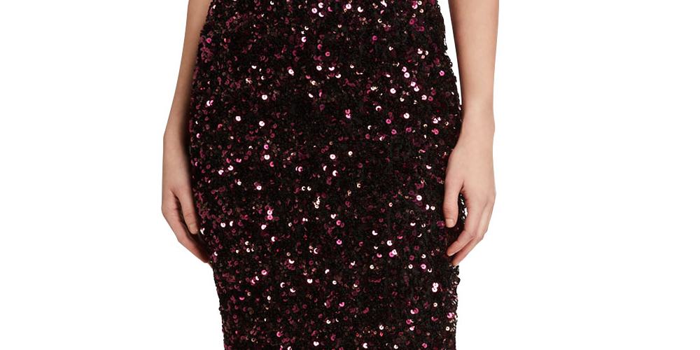 Saia lápis feminina Rebecca Taylor com lantejoulas e cor lisa abaixo do joelho, vermelha, tamanho grande