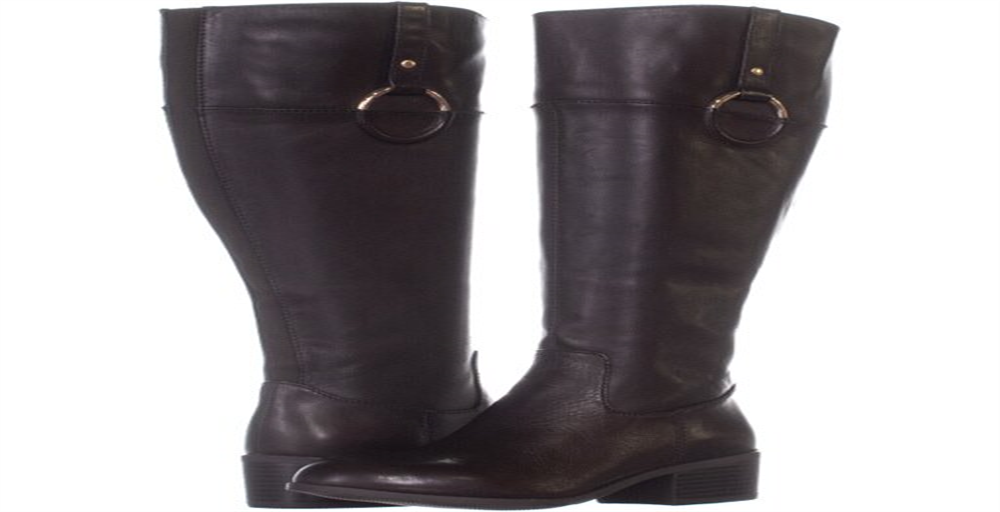Botas femininas Alfani Briaah Fabric bico redondo joelho alto marrom tamanho 8,5 m