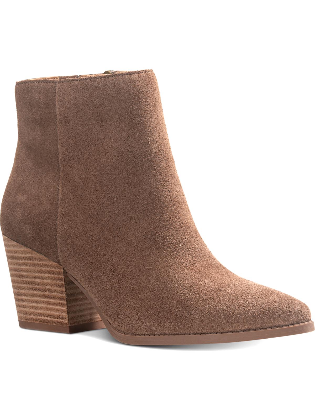 American Rag Botas femininas de couro com zíper e salto bloco, bico fino, acolchoado, confortável, Eryn, bege, 7,5 m