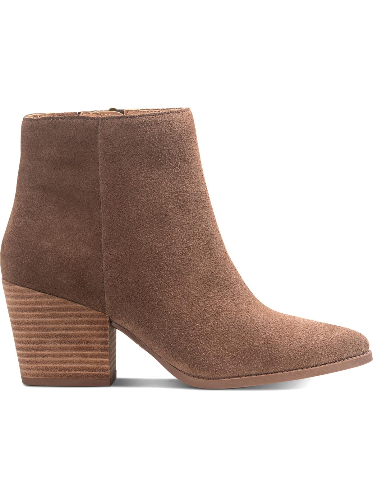 American Rag Botas femininas de couro com zíper e salto bloco, bico fino, acolchoado, confortável, Eryn, bege, 7,5 m