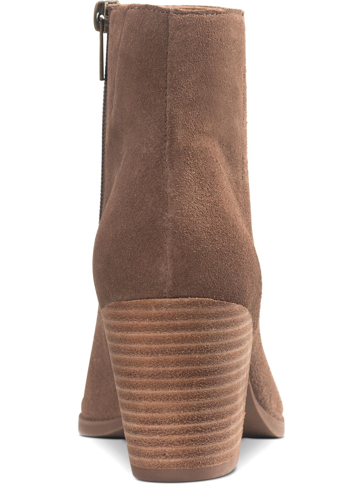 American Rag Botas femininas de couro com zíper e salto bloco, bico fino, acolchoado, confortável, Eryn, bege, 7,5 m