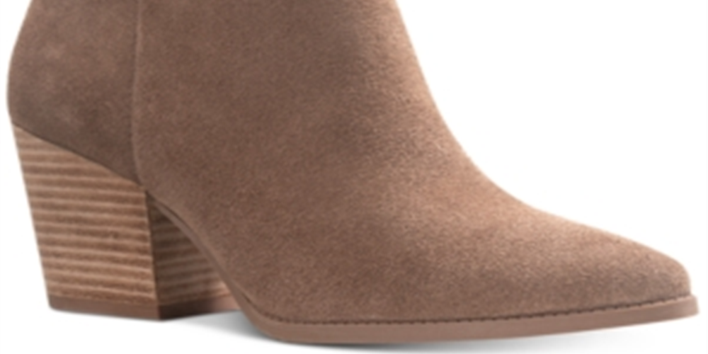 American Rag Botas femininas de couro com zíper e salto bloco, bico fino, acolchoado, confortável, Eryn, bege, 7,5 m