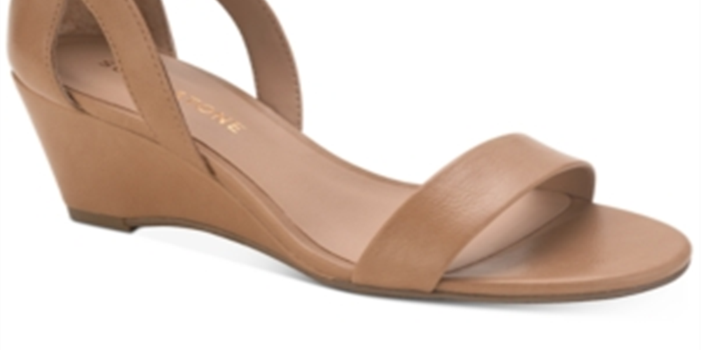 Sandálias femininas Sun + Stone Jossie Faux Suede Wedge, tamanho 11 M, bege