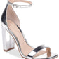 Badgley Mischka Keshia Fabric Feminino Aberto Biqueira Tira no Tornozelo Clássico Sapatos Prateados Tamanho 7,5 M