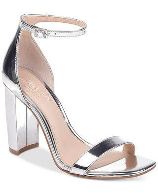 Badgley Mischka Women's Keshia Fabric Open Toe Ankle Strap Classic Pumps Silver Size 7.5 M