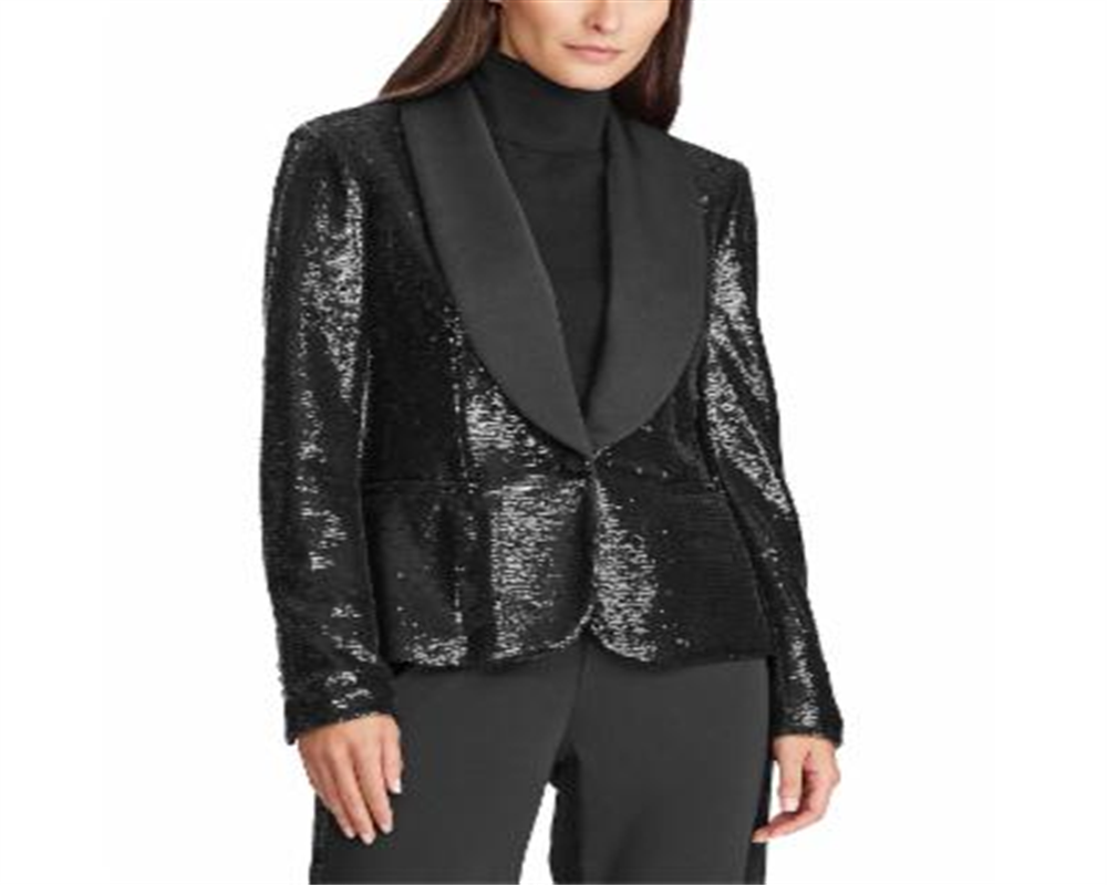 Ralph Lauren Blazer Feminino de Lantejoulas Preto Tamanho 12