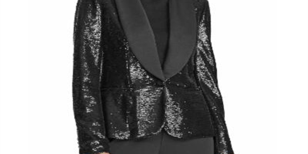 Ralph Lauren Blazer Feminino de Lantejoulas Preto Tamanho 12