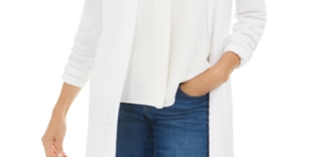 Karen Scott Cardigan Feminino Ponto Aberto Branco Tamanho P
