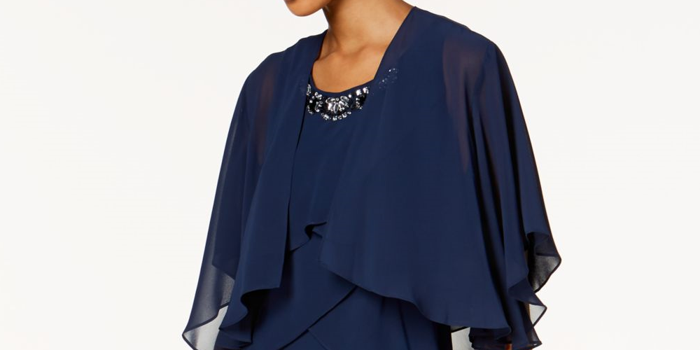 Vestido formal feminino Slny, azul-petróleo, com babados, manga curta, gola alta, acima do joelho, tamanho 14