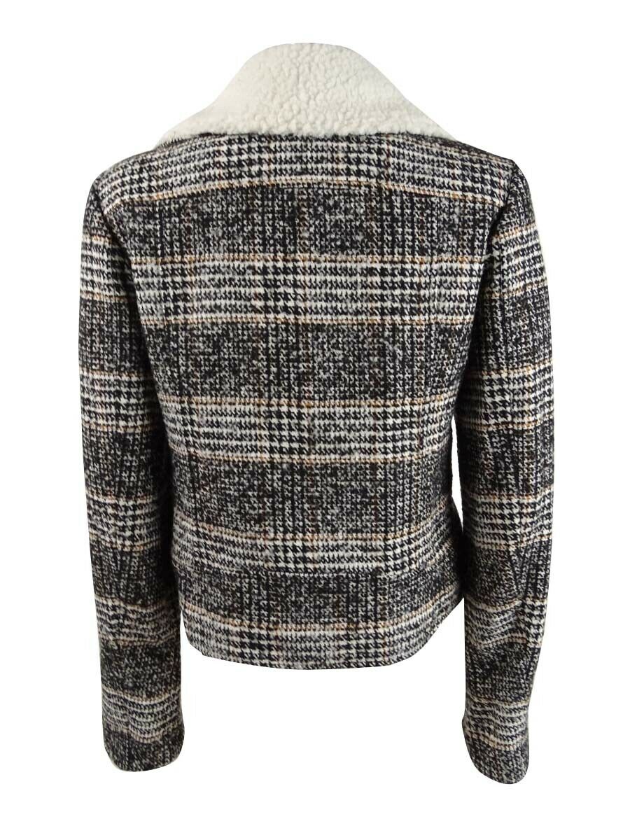 Jaqueta de motociclista Maralyn &amp; Me Junior com acabamento em pele sintética, preta, tamanho médio